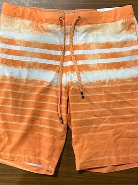 ZeroXposur Orange and White Striped Board Shorts
